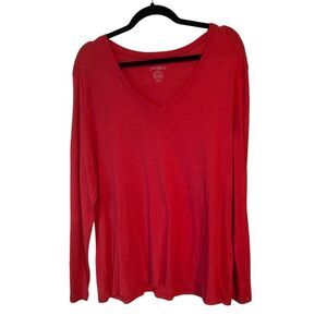 Old Navy Red LS Vee Neck Tee XXL